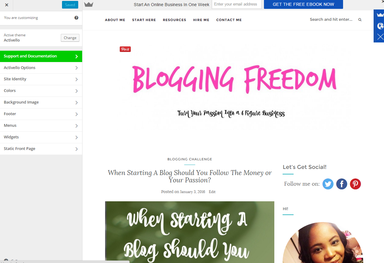 Blogging Freedom Activello Theme